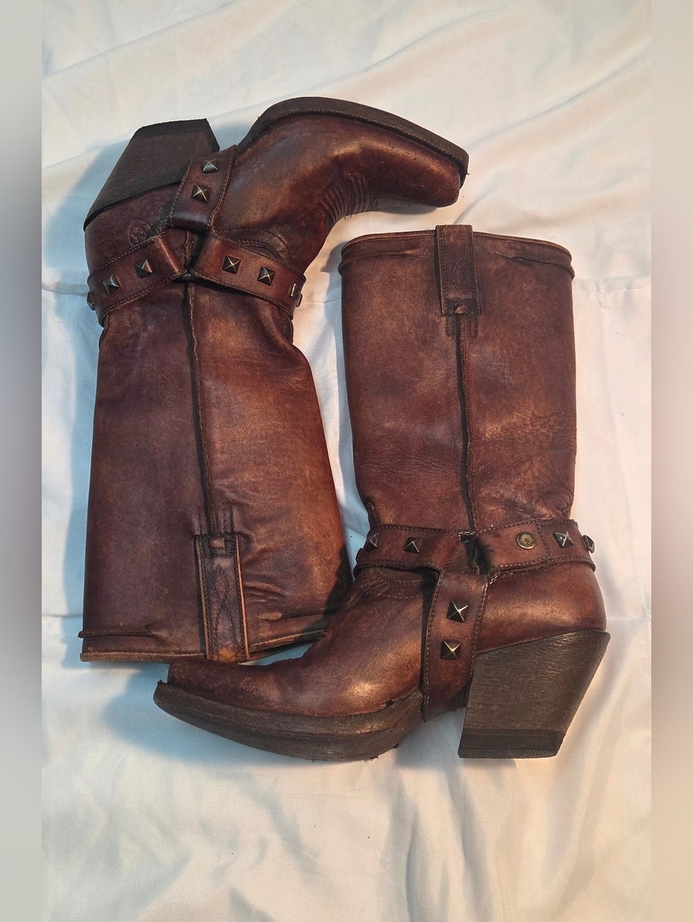 Ariat Rowan Harness Western Brown Leather Boots Womens Sz 7 Square Toe 10021659 - Picture 4 of 7